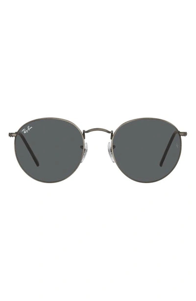 Shop Ray Ban Icons 50mm Round Metal Sunglasses In Antique Gunmetal