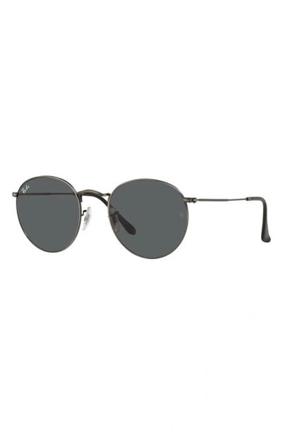 Shop Ray Ban Icons 50mm Round Metal Sunglasses In Antique Gunmetal