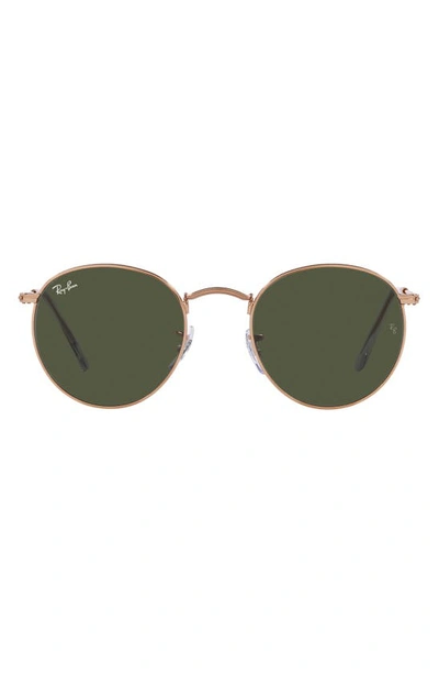 Shop Ray Ban Icons 50mm Round Metal Sunglasses In Rose Gold