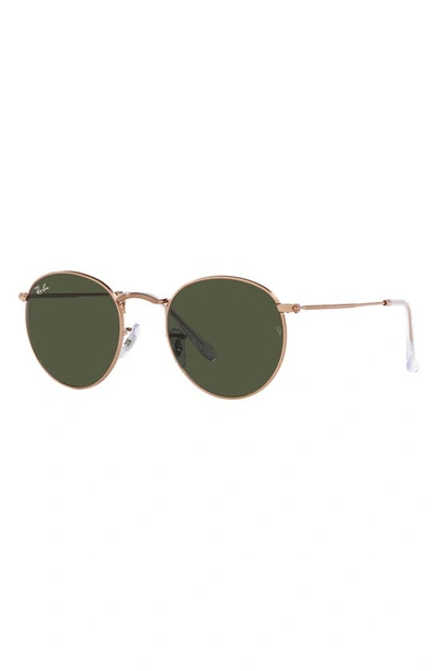 Shop Ray Ban Icons 50mm Round Metal Sunglasses In Rose Gold