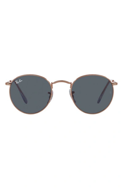 Shop Ray Ban Icons 50mm Round Metal Sunglasses In Blue