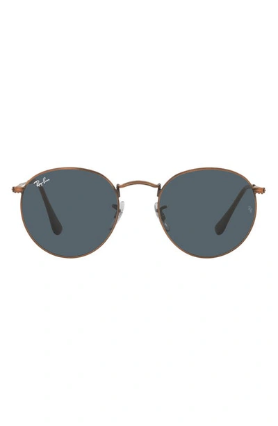Shop Ray Ban Icons 50mm Round Metal Sunglasses In Antique Copper