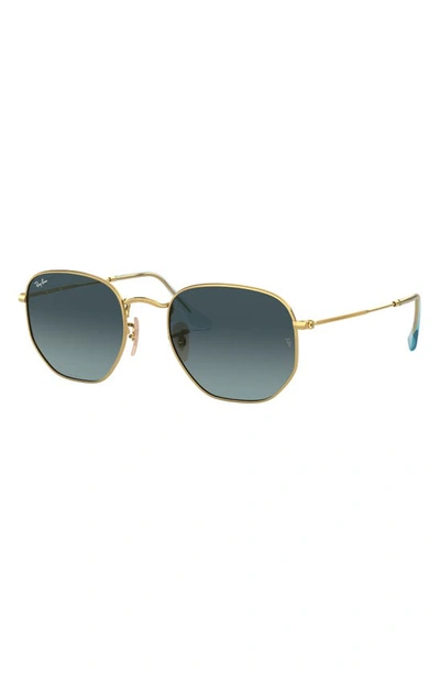 Ray Ban 54mm Gradient Hexagonal Sunglasses In Blue Grey