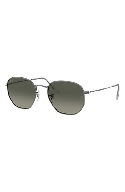 Ray Ban 54mm Gradient Hexagonal Sunglasses In Gunmetal