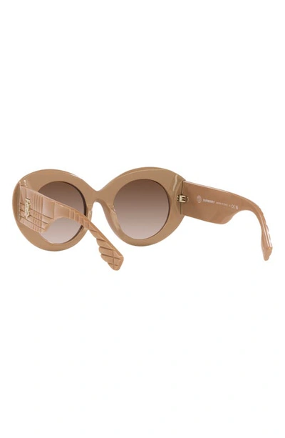Shop Burberry 49mm Round Sunglasses In Beige