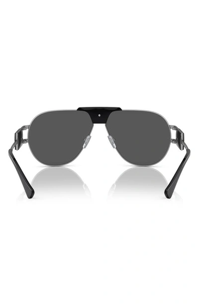 Shop Versace 63mm Oversize Pilot Sunglasses In Gunmetal
