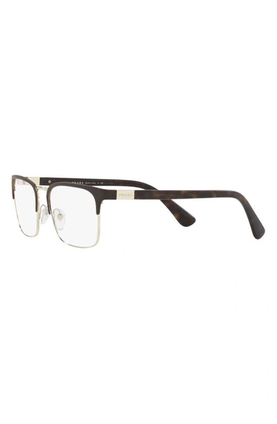 Shop Prada 55m Rectangle Optical Glasses In Matte Pale Gold