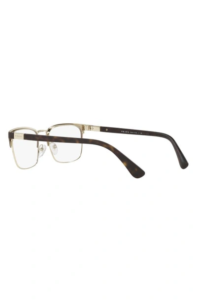 Shop Prada 55m Rectangle Optical Glasses In Matte Pale Gold