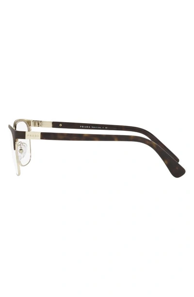 Shop Prada 55m Rectangle Optical Glasses In Matte Pale Gold