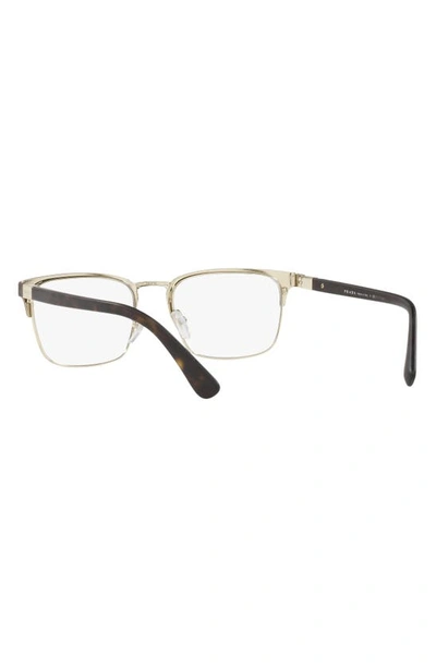 Shop Prada 55m Rectangle Optical Glasses In Matte Pale Gold