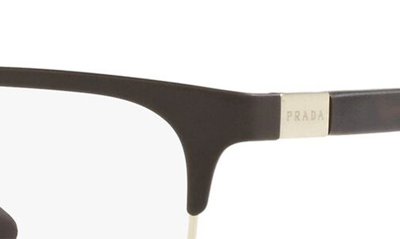 Shop Prada 55m Rectangle Optical Glasses In Matte Pale Gold