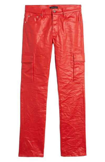Shop Purple Brand Patent Film Coated Bootcut Cargo Pants In Red