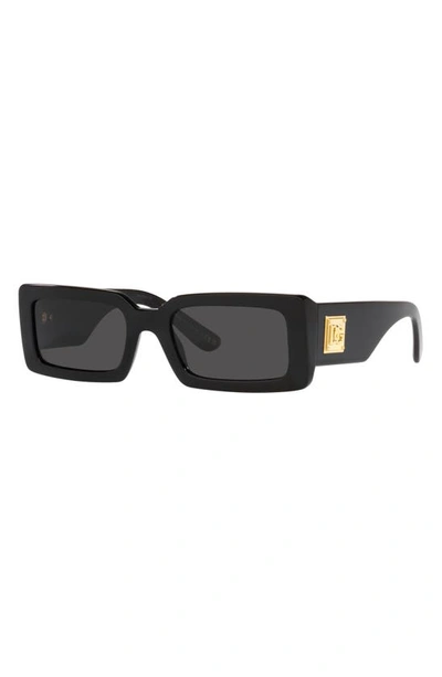 Shop Dolce & Gabbana 53mm Rectangular Sunglasses In Black