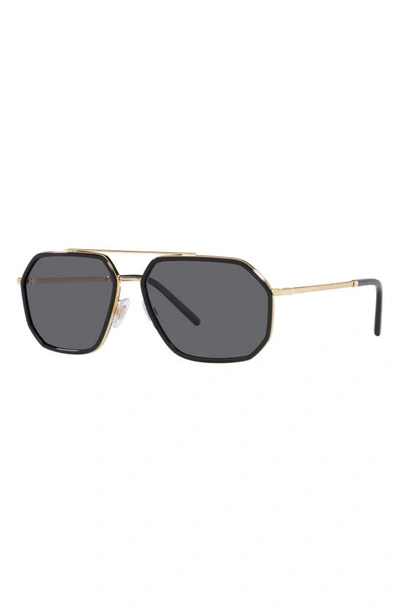 Shop Dolce & Gabbana 60mm Polarized Pilot Sunglasses In Polar Grey