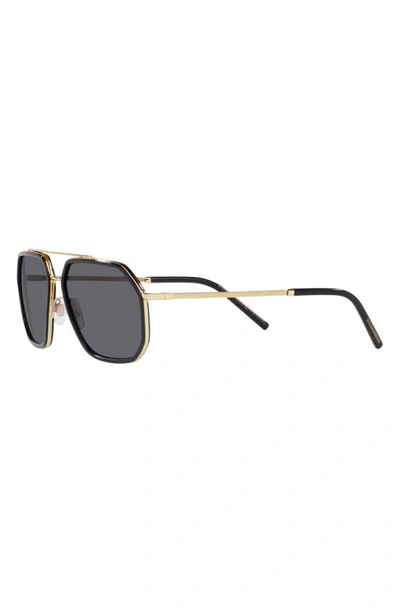 Shop Dolce & Gabbana 60mm Polarized Pilot Sunglasses In Polar Grey