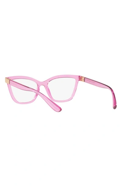 Shop Dolce & Gabbana 53mm Cat Eye Optical Glasses In Trans Pink