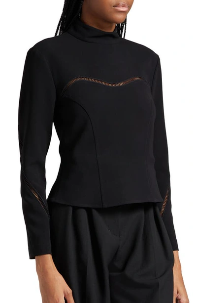 Shop A.l.c Holly Long Sleeve Knit Top In Black
