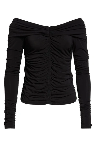 Shop A.l.c Marie Ruched Asymmetric One-shoulder Top In Black