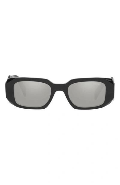 Shop Prada 49mm Small Rectangular Sunglasses In Black