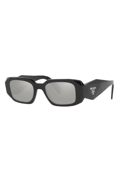 Prada 49mm Small Rectangular Sunglasses In Black