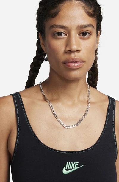 Nike Logo Embroidered Bodysuit In Black