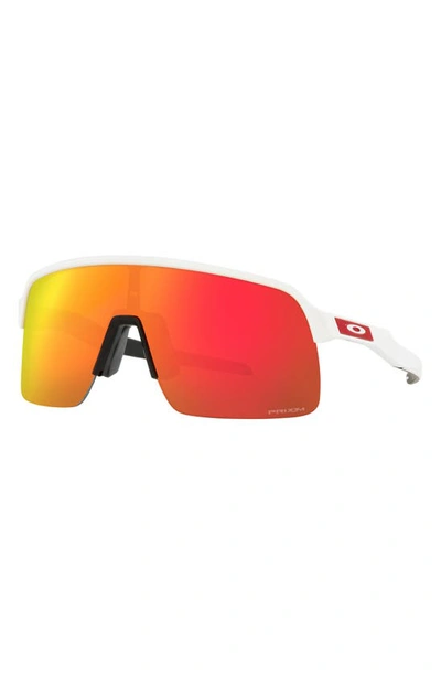Shop Oakley Sutro Lite 139mm Prizm™ Wrap Shield Sunglasses In Matte White/ Prizm Ruby