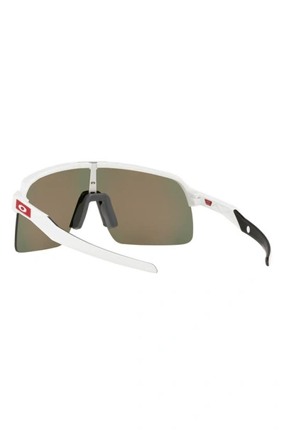 Shop Oakley Sutro Lite 139mm Prizm™ Wrap Shield Sunglasses In Matte White/ Prizm Ruby