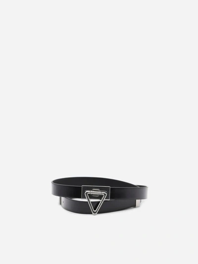 Shop Bottega Veneta Point Lock Leather Belt In Black