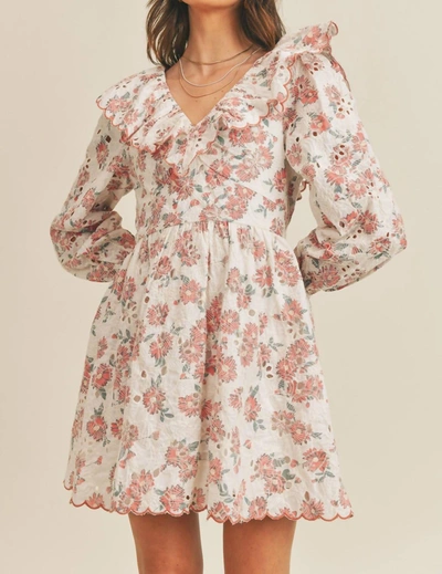 Just Me Fiona Floral Tie Back Mini Dress In Multi In Multi