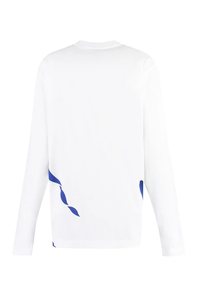 Shop Burberry Long Sleeve Printed Cotton T-shirt In White