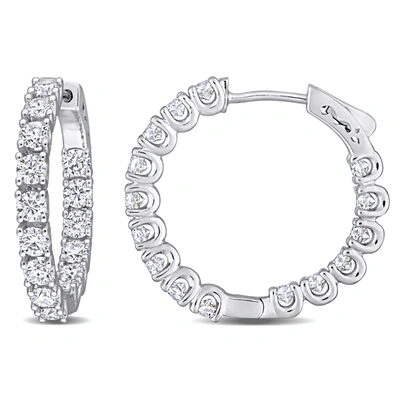 Mimi & Max 3ct Dew Created Moissanite Inside-outside Hinged Hoop Earrings In Sterling Silver In White