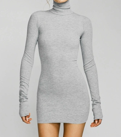 Shop Éterne Long Sleeve Turtleneck Dress In Heather Grey