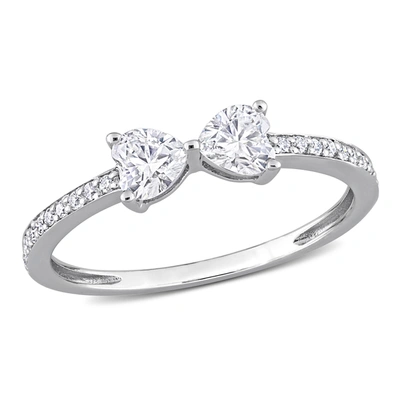 Mimi & Max 3/5ct Dew Created Moissanite Duo Heart Ring In Sterling Silver In White