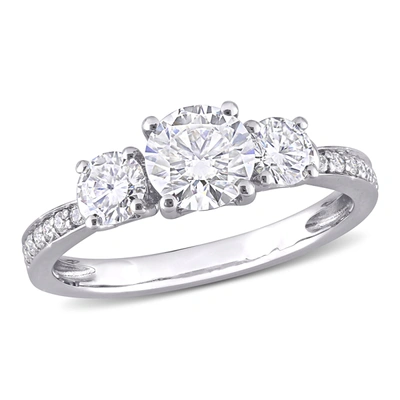 Mimi & Max 1 3/8ct Dew Created Moissanite 3-stone Engagement Ring In 10k White Gold In White
