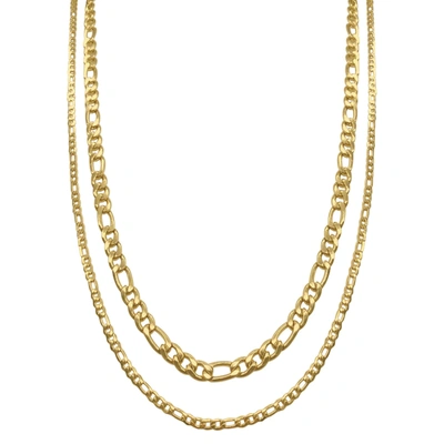 Shop Adornia Men's Water Resistant Figaro Chain Set Gold In Yellow