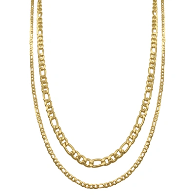 Adornia Set Of 2 Water Resistant Stainless Steel Figaro Chain Necklaces In Yellow