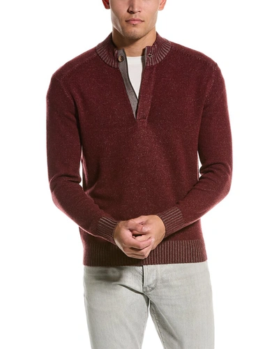 Shop Raffi Mock Wool & Cashmere-blend 1/4-zip In Red