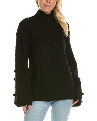 Shop Rebecca Taylor Bauble Turtleneck Wool-blend Sweater In Black
