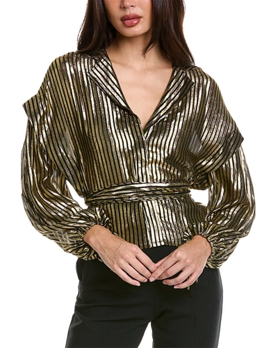 Shop Iro Gidon Silk-blend Top In Gold