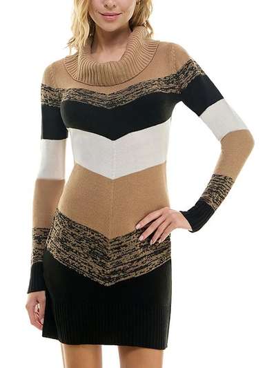 Shop Bcx Juniors Womens Chevron Mini Sweaterdress In Multi