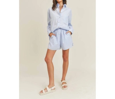 Shop Mable Bridget Poplin Shirt & Shorts Set In Blue