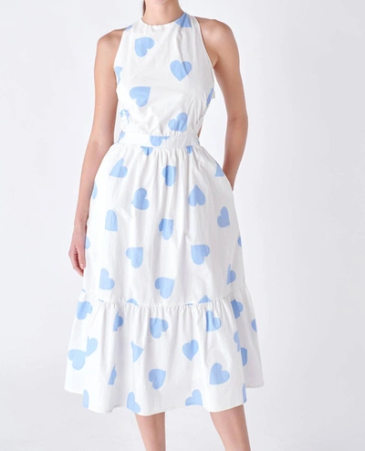 Shop English Factory All My Love Midi Dress In White/blue In Multi