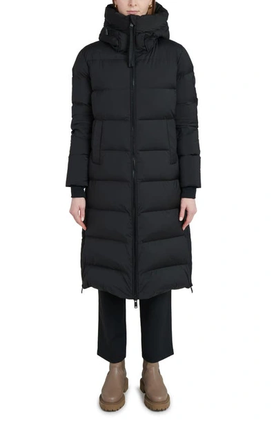 The Recycled Planet Company Water Resistant Hooded Down Coat In Black