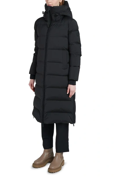 The Recycled Planet Company Water Resistant Hooded Down Coat In Black