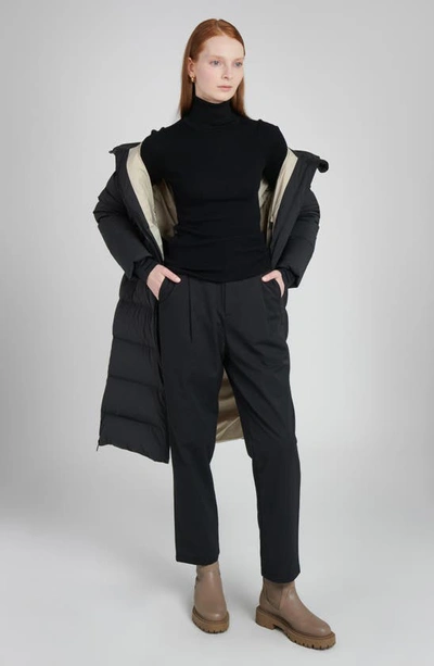 The Recycled Planet Company Water Resistant Hooded Down Coat In Black