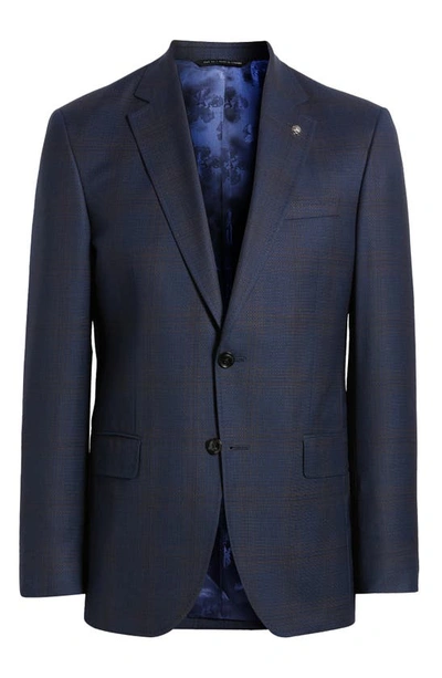 Shop Ted Baker Jay Slim Fit Windowpane Plaid Wool Sport Coat In Navy
