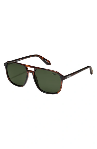 Shop Quay On The Fly 45mm Gradient Polarized Small Aviator Sunglasses In Tortoise / Green Polarized