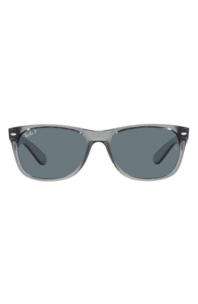 Ray Ban New Wayfarer Classic Polarized Blue Unisex Sunglasses Rb2132 64503r 58 In Transparent Grey