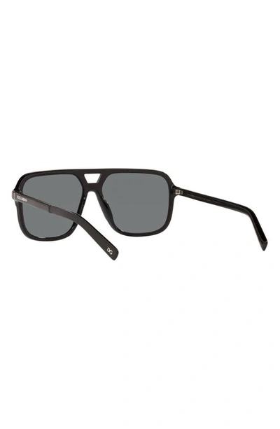 Shop Dolce & Gabbana 61mm Polarized Square Sunglasses In Black/ Dark Grey