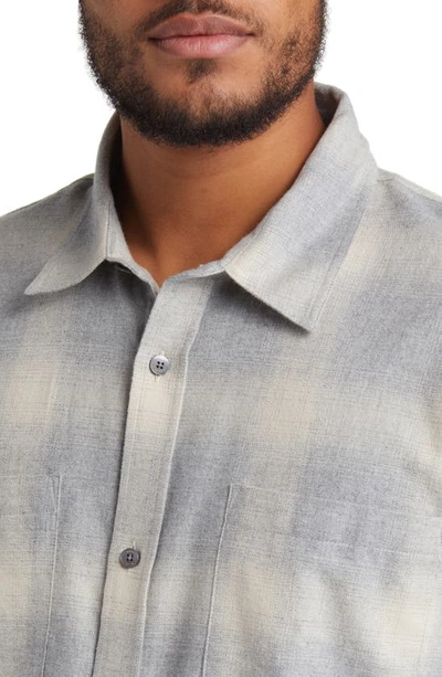 Shop Frame Plaid Cotton Flannel Button-up Shirt In Grey/ Oatmeal Plaid